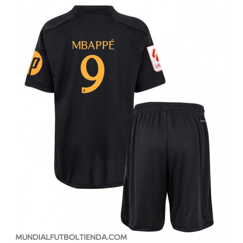 Camiseta Real Madrid Kylian Mbappe #9 Tercera Equipación Replica 2023-24 para niños mangas cortas (+ Pantalones cortos)